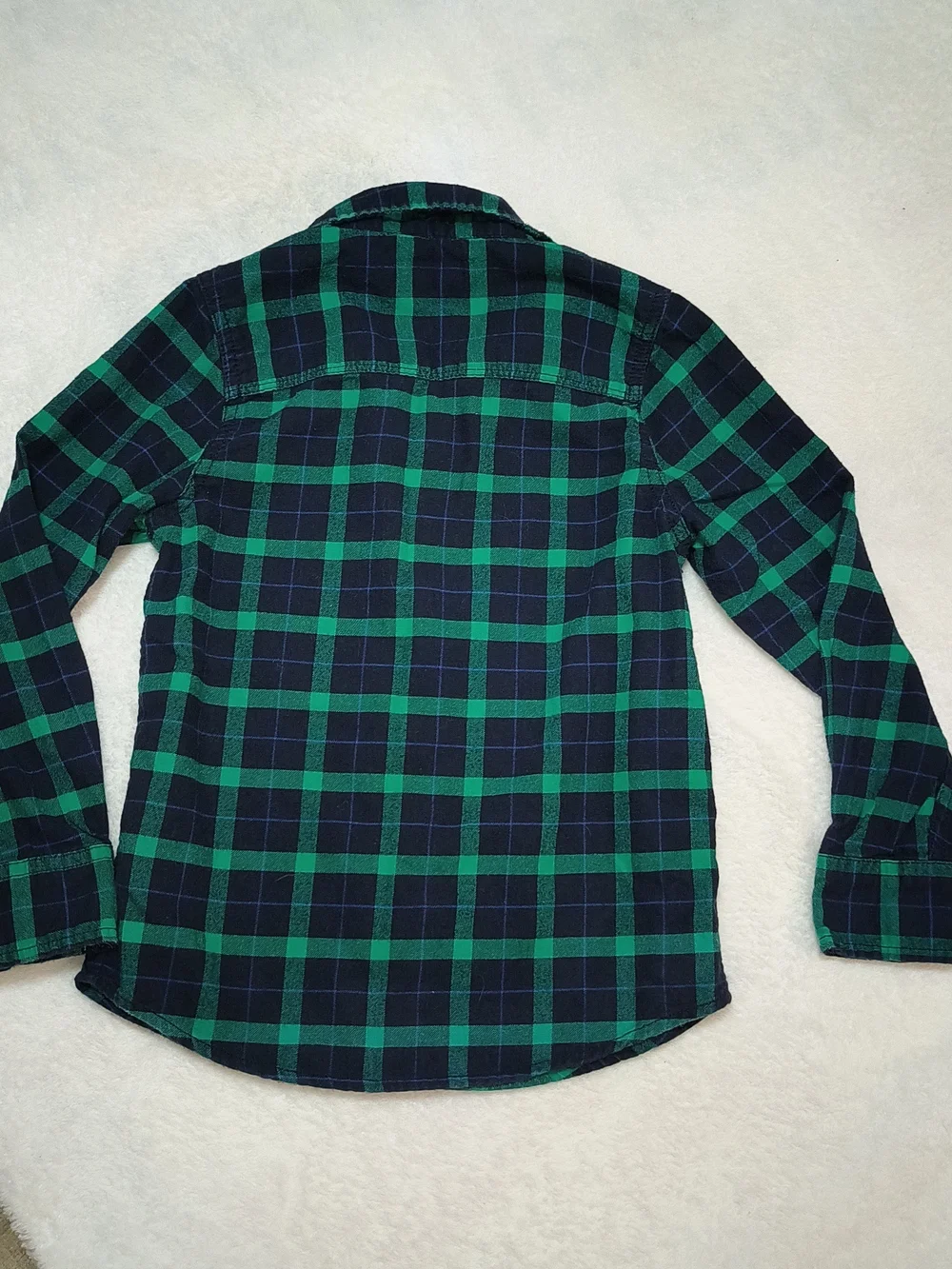 OshKosh B'gosh Navy & Green Plaid Button-Down Shirt KS 3